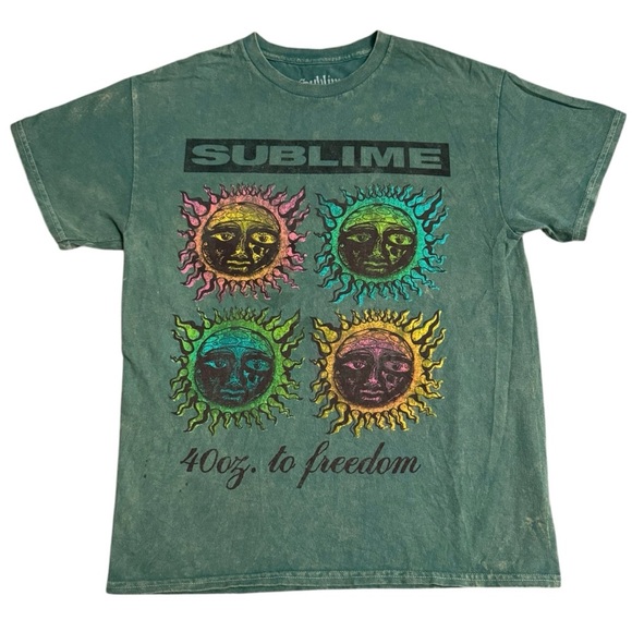 Sublime Acud Wash Green Graphic Tee - Short Sleeve Band Tee - Picture 1 of 3